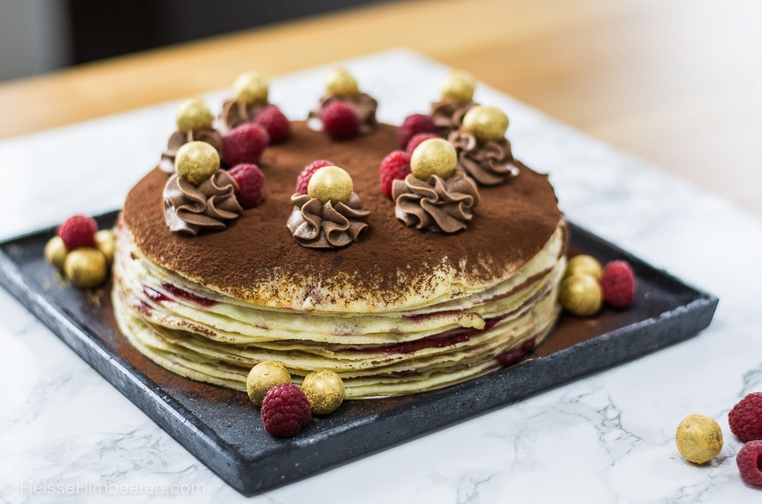 Schokoladen Himbeer Crepe Torte-2 – Heisse Himbeeren