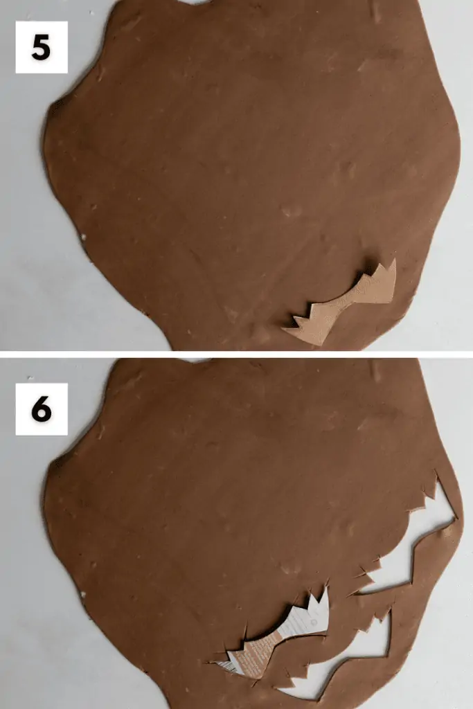 Die Flügel werden ausgeschnitten aus der Modellierschokolade.
