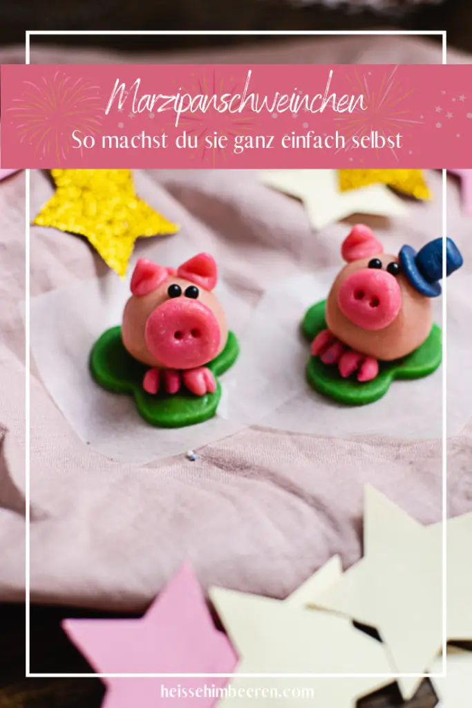 Pinterest Grafik zu den Marzipanschweinen. 