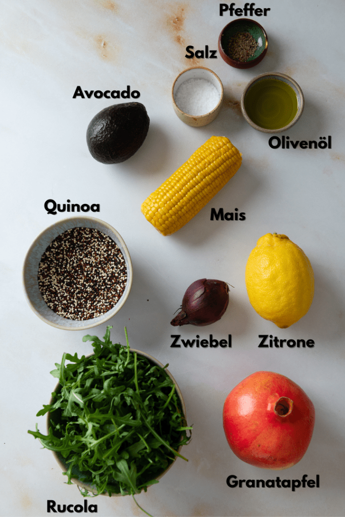 Alle Zutaten für den Quinoa Salat.