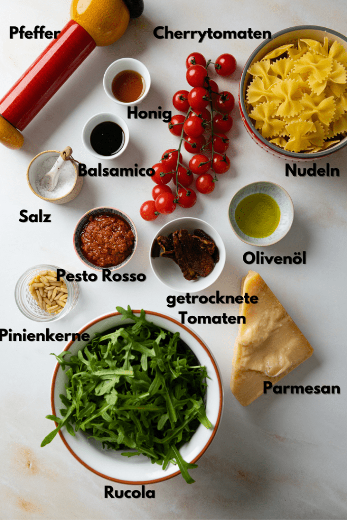 Alle Zutaten für das gesunde Rucola Salat Rezept.