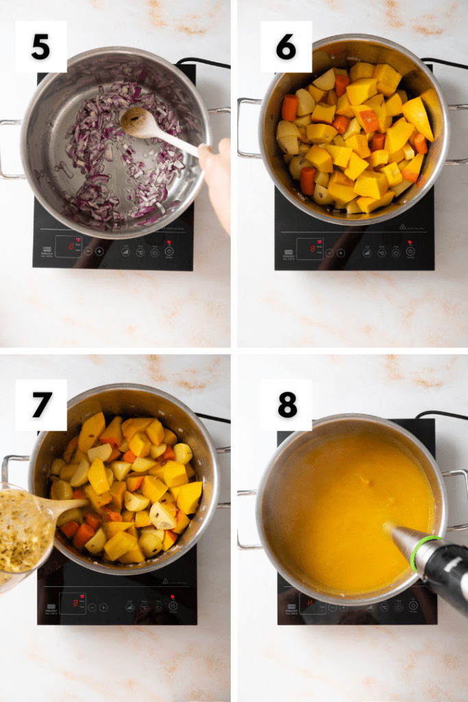 Alles wird in einem Topf zu einer Suppe püriert.