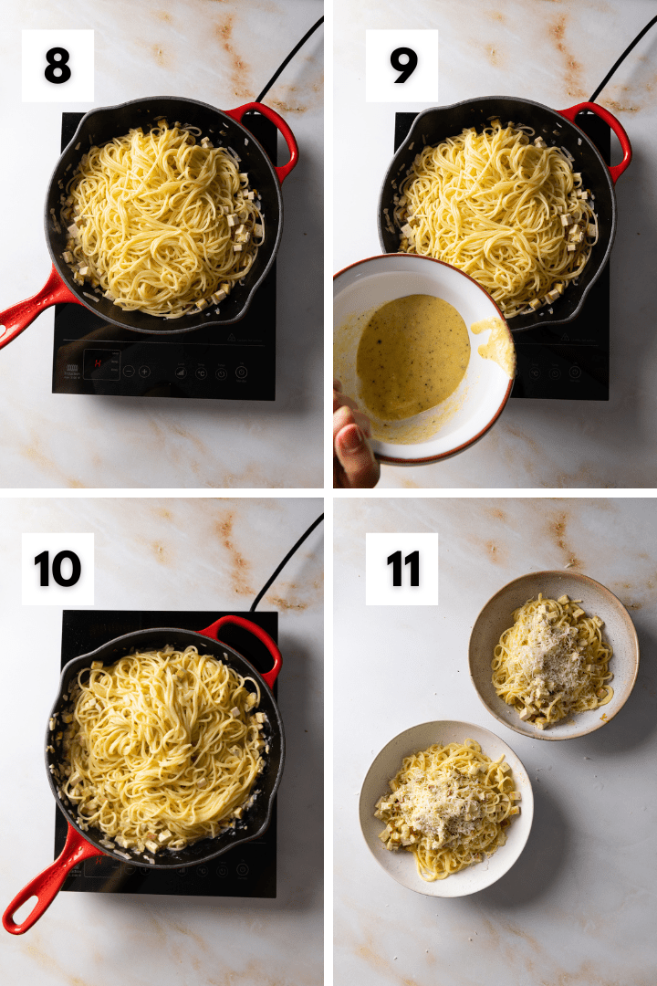 Vegetarische Spaghetti Carbonara in 10 Min. selber machen