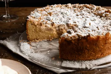 Apfelkuchen mit Vanillepudding und Streuseln Schneller Apfelkuchen mit Vanillepudding und Streuseln