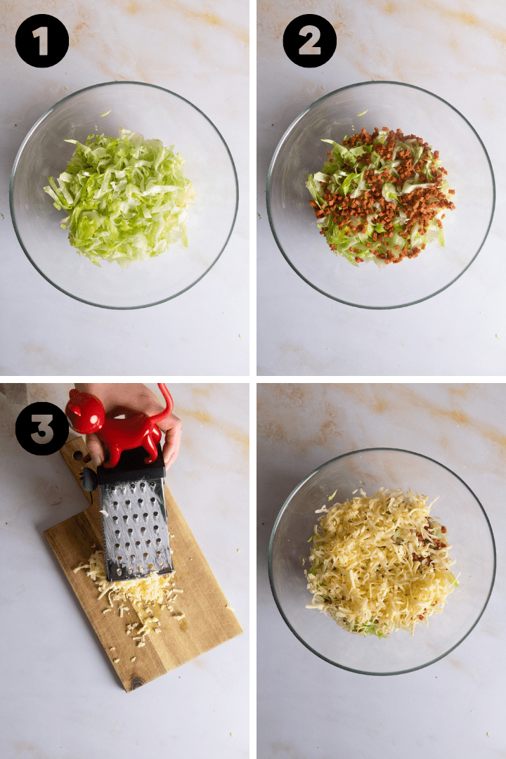 Vegetarischer Schichtsalat mit Eisbergsalat in 15 Minuten