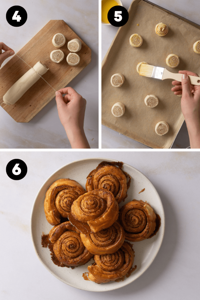 Der Blätterteig ist gerollt und wird in kleine Stücke geschnitten, bevor es in den Ofen geht.