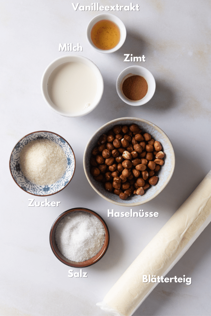 Alle Zutaten für das Blätterteig Rezept.