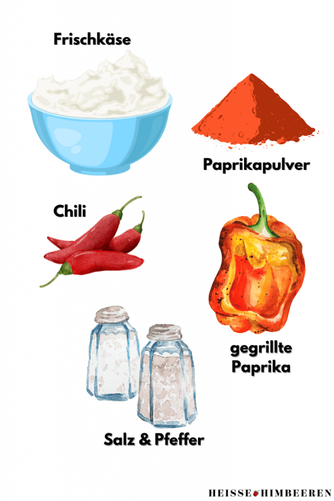 Alle Zutaten für das Paprika Dip Rezept.