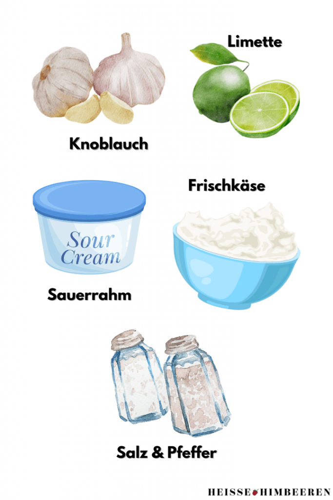 Alle Zutaten für das Sour Cream Dip Rezept.