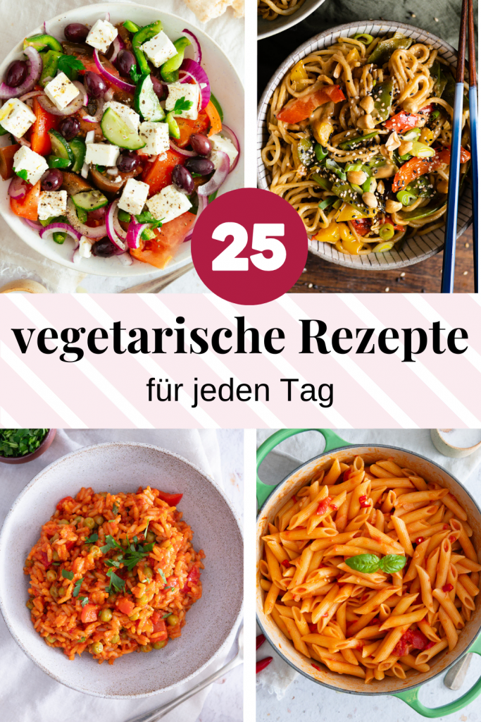 25 Vegetarische Rezepte für jeden Tag als Grafik.