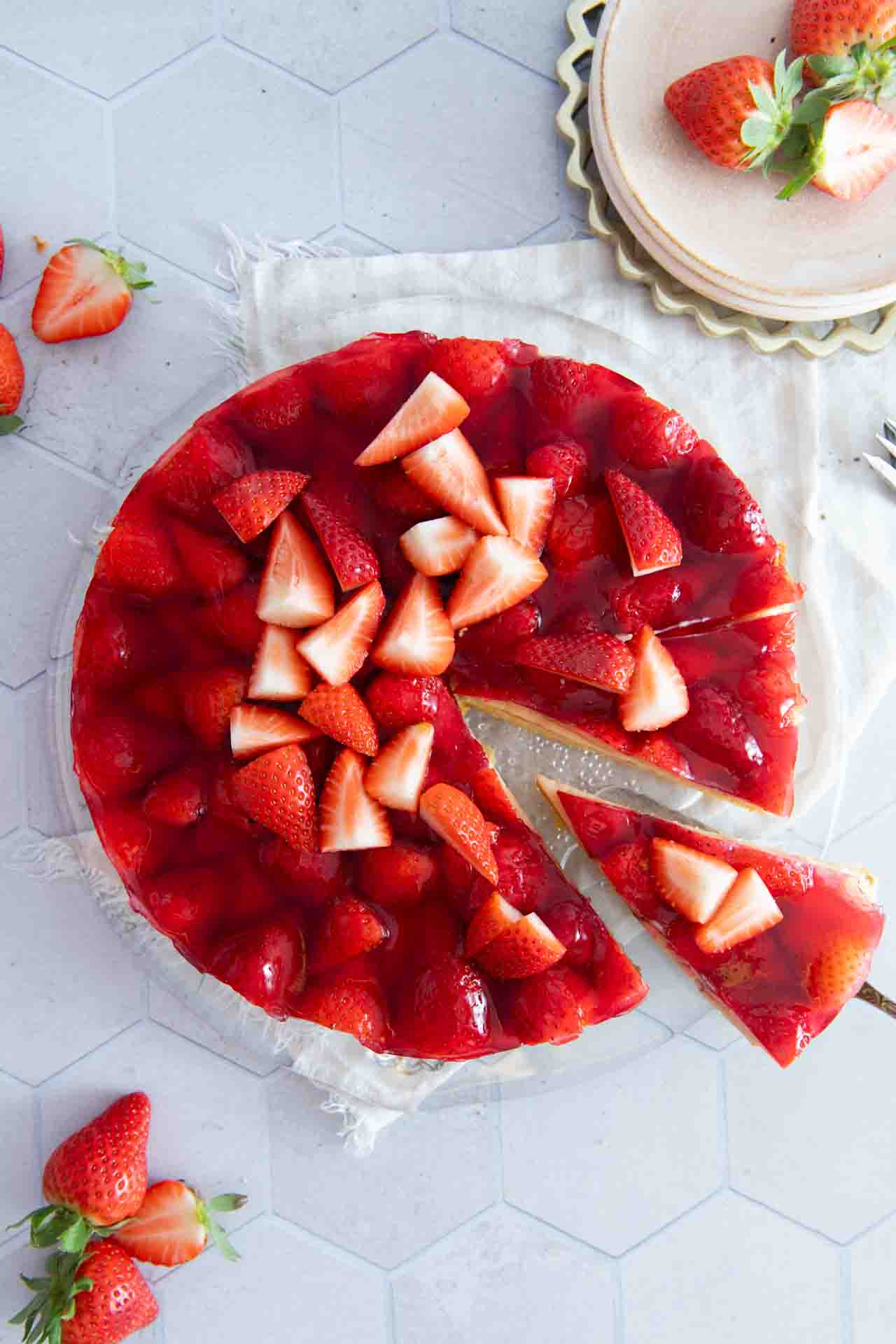obstkuchen mit biskuitboden und pudding