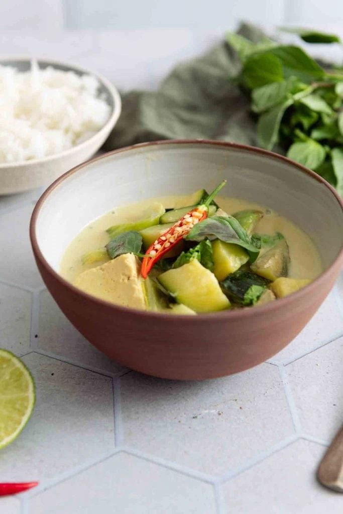 Ein grünes Thai-Curry original wie in Thailand gekocht.