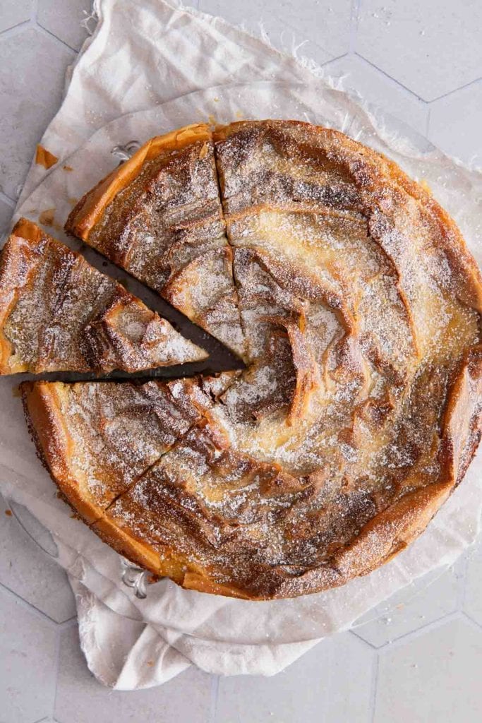 Der Filoteig Kuchen von oben.