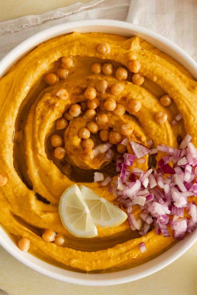 Der fertige Kürbis Hummus von oben.